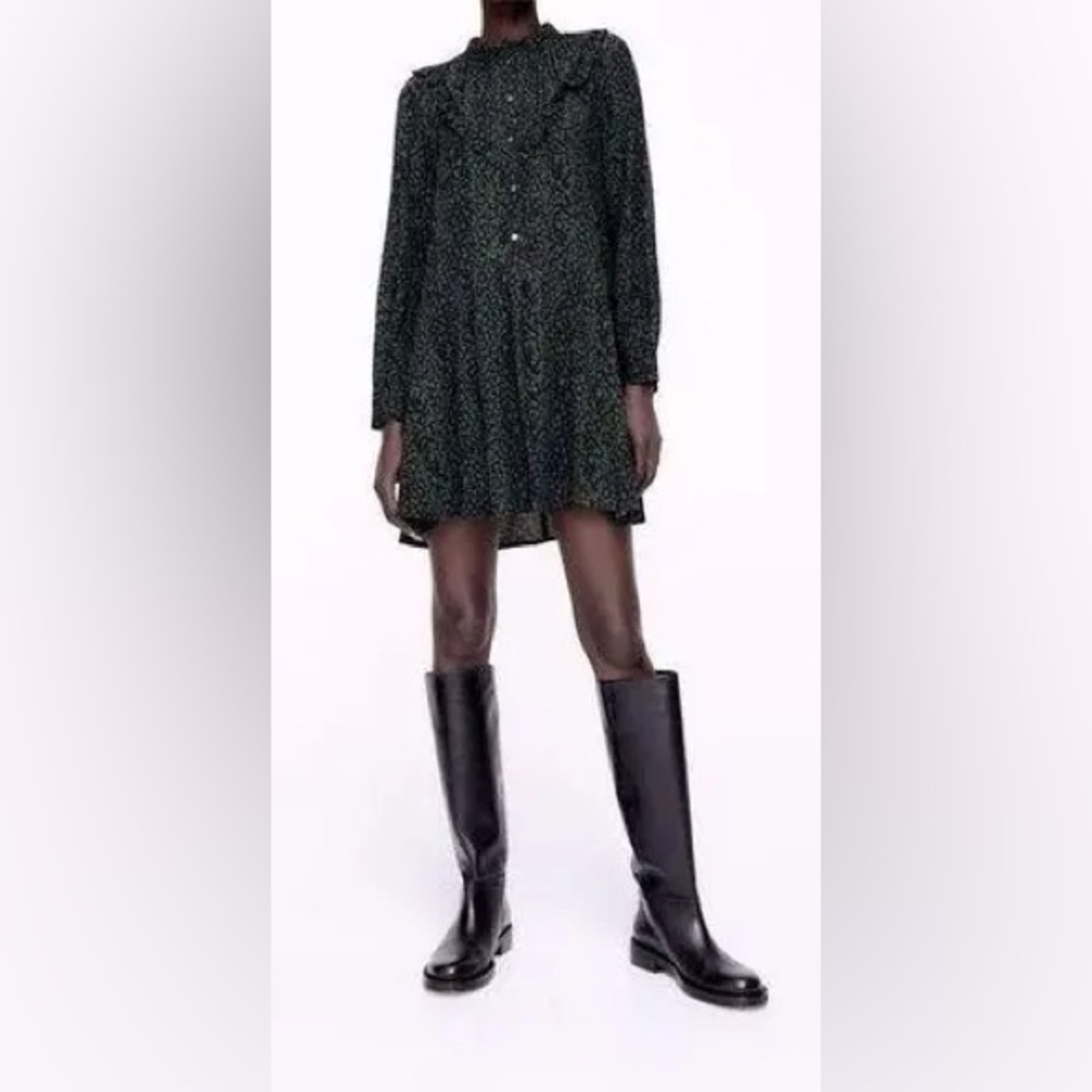 ZARA Animal Print Ruffle Mini Dress
